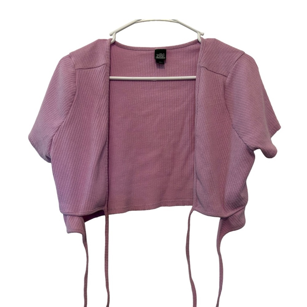 WILD FABLE Purple Lavender Ribbed Knit Crop Top Short Sleeve Cardigan
